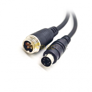 GX12 Aviation Connector  4pin  straight   Male  to Mini Din straight  Male  with  1M Cable 