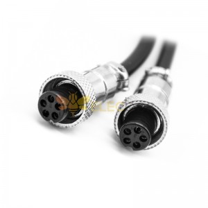 GX12 Aviation Connector  5pin  straight   Female  to straight  Female  with  1M Cable