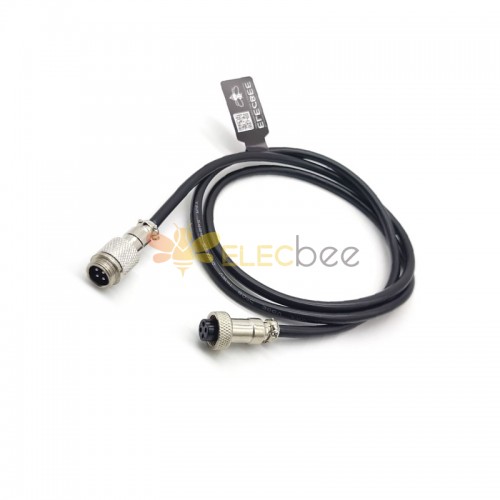 GX12 Aviation Connector  4pin  straight   Male  to straight  Female  with  1M Cable