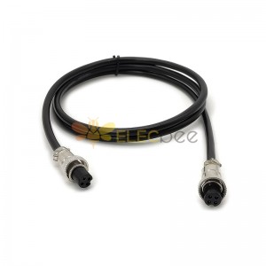 Double Female Cable Connector GX12-4 pin Circular Aviation with 1M Plug Cables