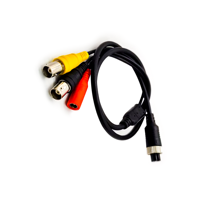 GX12 Aviation Connector  4pin  straight   Female  to BNC/DC straight  Female  with  1M Cable for Automotive Vehicle Back View Camera