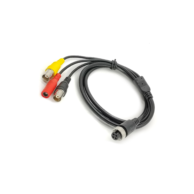 GX12 Aviation Connector  4pin  straight   Female  to BNC/DC straight  Female  with  1M Cable for Automotive Vehicle Back View Camera