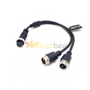 GX12 Aviation Connector  2pin  Y Type   Male  to straight  Female  with  20CM Cable