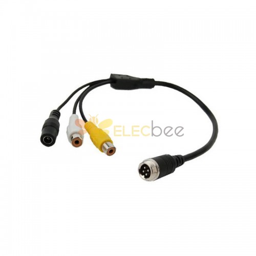 GX12 Aviation Connector  4pin  straight   Male  to RCA/DC straight  Female  with  30CM Cable  for Automotive Vehicle Back View Camera