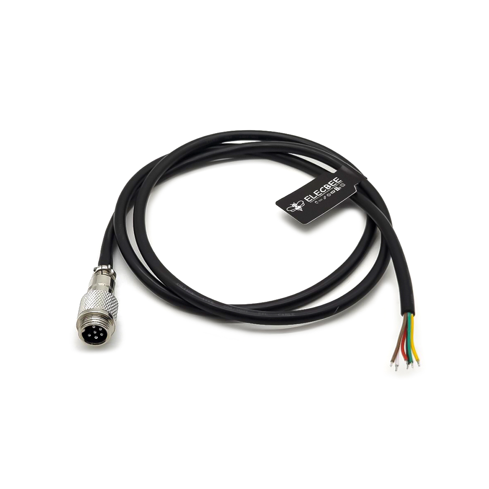 Connettore cavo per l\'aviazione impermeabile GX12 6 Pin Male Head Plug Soldering Male Electrical Cable 1M