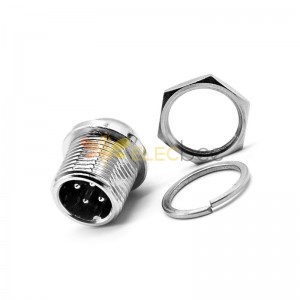 GX12 Aviation  connector  male 4pin StraightPanel mount Solder Type IP65 whaterproof connector