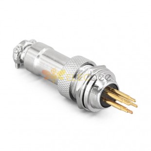鍍金航空插頭插座GX12-5芯公母直針連接器 前鎖PCB線路板焊板式
