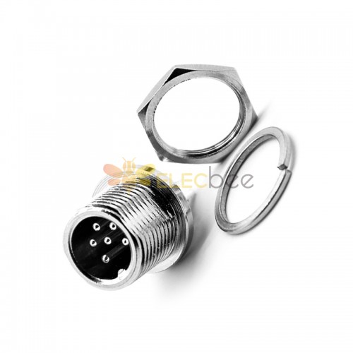 GX12 Aviation  connector  male 6pin StraightPanel mount Solder Type IP65 whaterproof connector