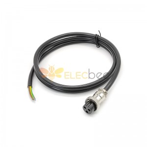 Conector de aviación GX16 tipo junta a tope hembra recta de 3 pines con cable de 1M