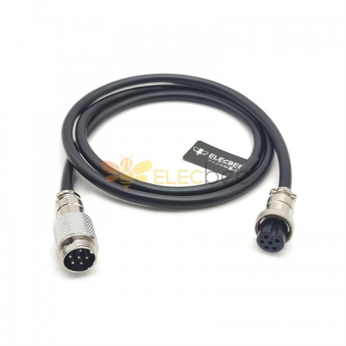 GX16 Aviation Connector  6pin  straight   Male  to straight  Female  with  1M Cable