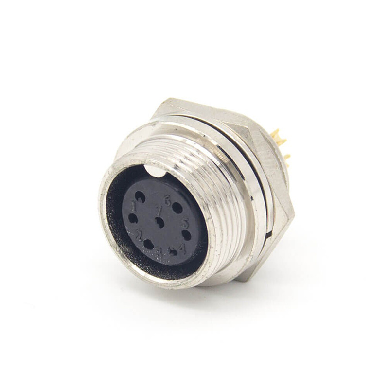 Reverse GX16 Aviation connector  female 7pin StraightPanel mount Solder Type IP65 whaterproof connector