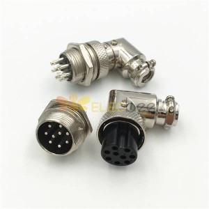 10pcs 9 Core GX16 Conector de ángulo recto macho hembra impermeable enchufe de aire y enchufe