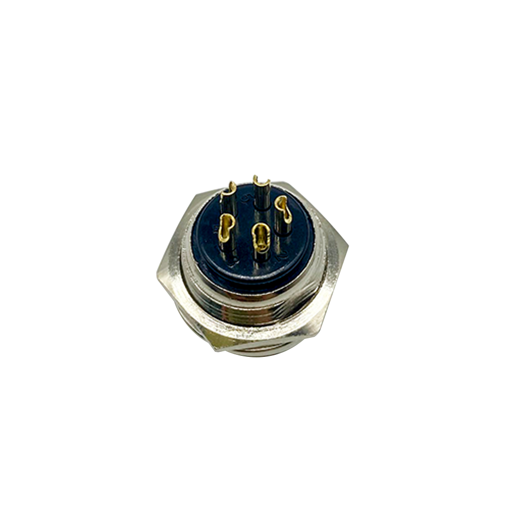 GX16 5 針連接器反向類型插座背面安裝母直焊接電纜