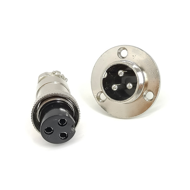 GX20 Aviation  connector  Male and Female (one Pair) 3pin StraightFlange Solder Type IP65 whaterproof connector