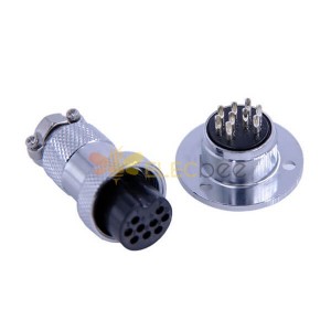 Electrical Aviation Plug Socket Connector 9 Pin GX20 Straight Male Femelle Flange Mount