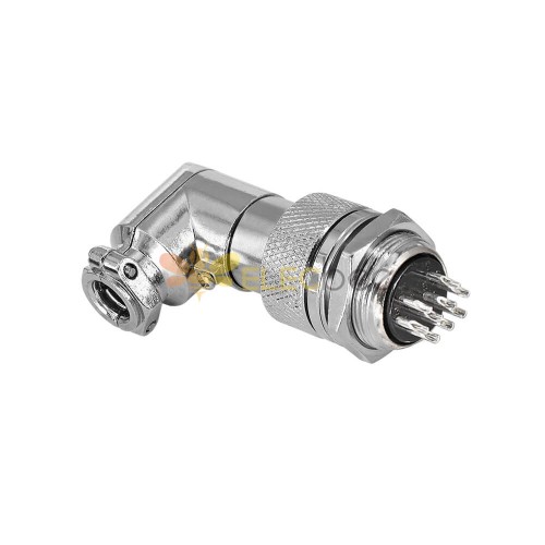 Conector de fio de aviação GX20 9 pinos plugue fêmea angular soquete macho de metal copo de solda de montagem traseira