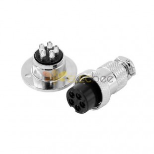 GX20 Aviation  connector  Male and Female (one Pair) 5pin StraightFlange Solder Type IP65 whaterproof connector