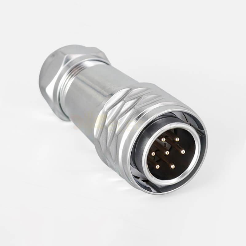 SF20-7 Pin Plug+Socket À prova d\'água Flange de 4 furos Push-Pull Rápido Metal Aviação Circular Industrial