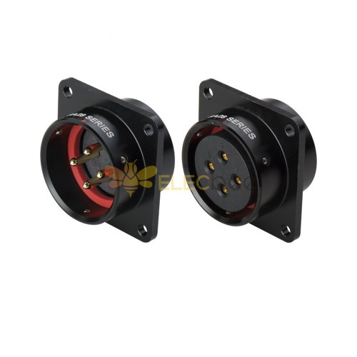  SA2813/P9B Waterproof Male Socket Panel Mount 4 Hole Flange Solder Black