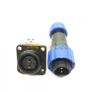 Conector IP68 SP17 macho Plug & FeMale Socket 4 agujeros montaje en panel de brida SP17 2 pines Conector