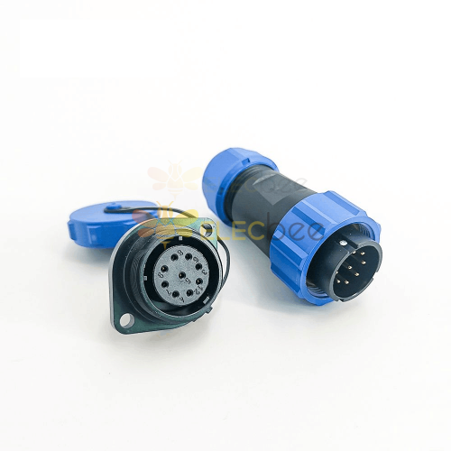 9 针连接器防水公插头和母插座 2 孔法兰面板安装焊接类型 SP21 系列