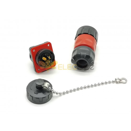 3 Pin Aviation Connectors Solder Wire Socket Plug with Waterproof Dust Cap Bayonet IP67 20A 500V