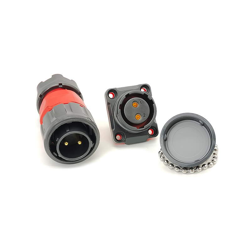 Bayonet 2 Pin Aviation Connectors Solder Wire Socket Plug with Waterproof Dust Cap IP67 20A 500V