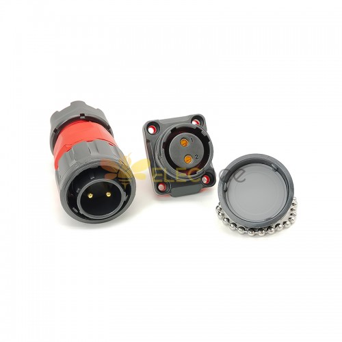 Bayonet 2 Pin Aviation Connectors Solder Wire Socket Plug with Waterproof Dust Cap IP67 20A 500V