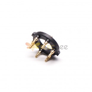 Runder Pogo-Pin-Steckverbinder, 6-poliger Plug-in-Typ, vergoldetes Messing, 11 mm Rastermaß, Einsatz geschweißt