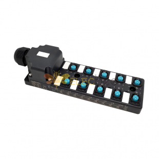 M12 splitter 10-port single channel NPNLED indication PCB interface with junction box