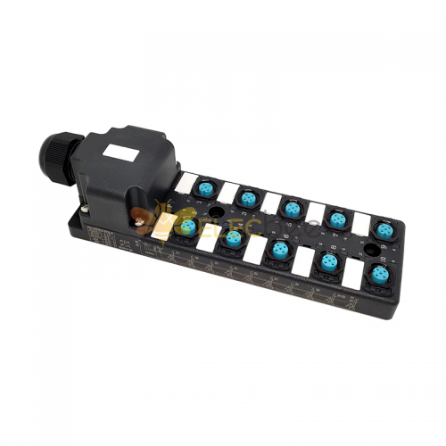 M12 splitter 10-port single channel NPNLED indication PCB interface with junction box