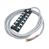 M12 Splitter 12 Port Dual Channel PNPLED Indicator Drag Chain Cable PUR Gray 1 Meter1m