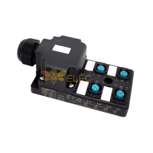 M12 distributor 4-port single channel PNPLED indication PCB interface with junction box