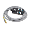 M12 Splitter 4 Portas Dual Channel Indicador NPNLED Cabo de corrente de arrasto PUR Gray5m