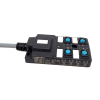 M12 Splitter 4 Portas Dual Channel Indicador NPNLED Cabo de corrente de arrasto PUR Gray5m