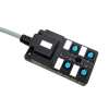 M12 Splitter 4 Portas Dual Channel Indicador NPNLED Cabo de corrente de arrasto PUR Gray5m