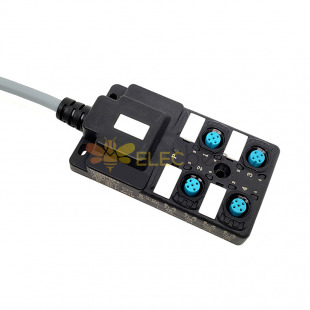 M12 Splitter 4 Port Dual Channel NPNLED Indicator Drag Chain Cable PUR Gray2m