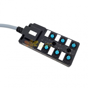 M12 splitter 6-port single channel NPNLED indicator cable PUR/PVC gray1m