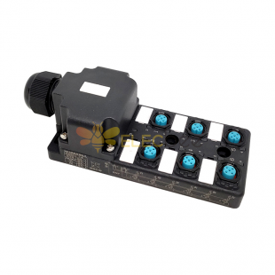 M12 distributor 6-port single channel NPNLED indication PCB interface with junction box