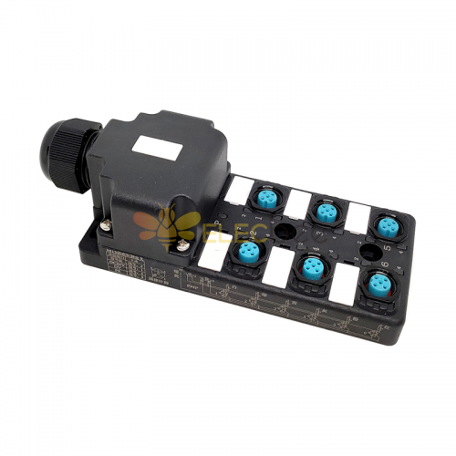 M12 distributor 6-port dual-channel PNPLED indication PCB interface with junction box