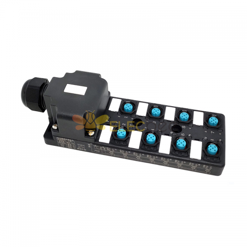 M12 distributor 8-port single channel PNPLED indication PCB interface with junction box