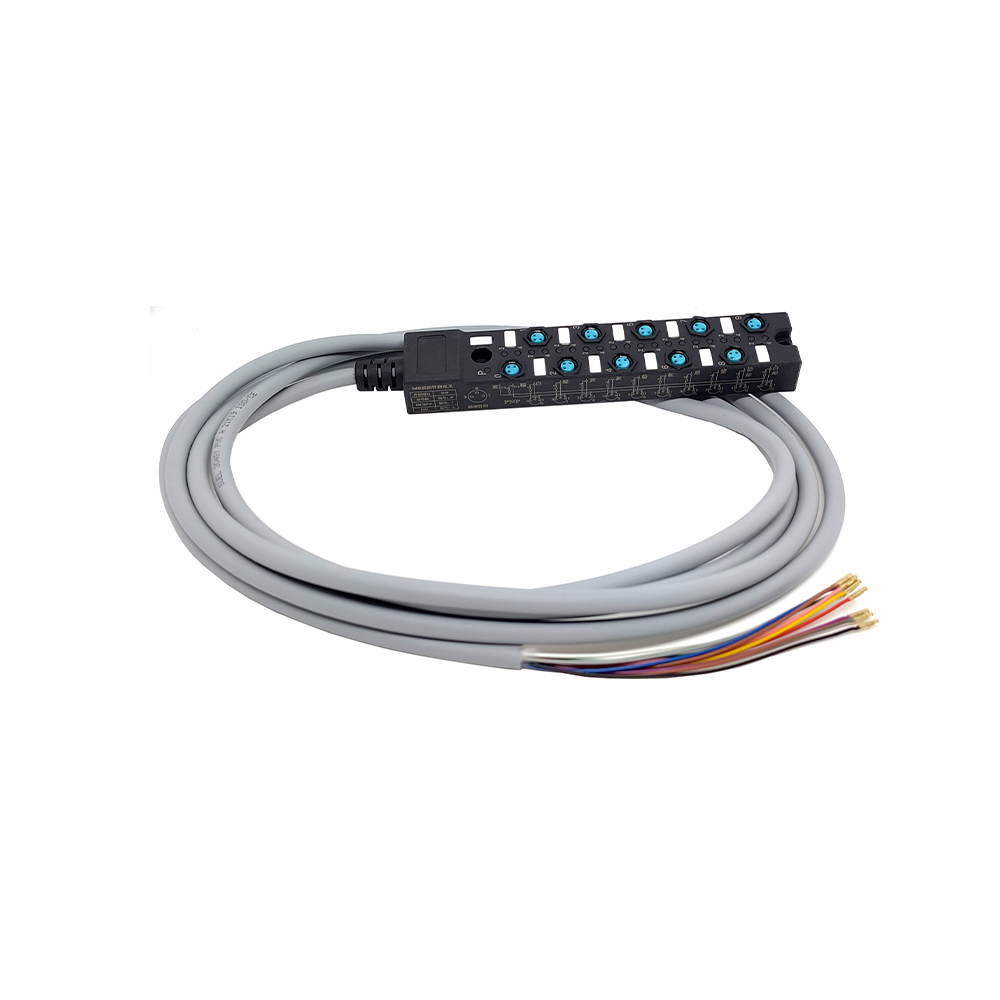 Cavo di indicazione LED NPN a canale singolo compatto 10 porte splitter M8 PUR/PVC grigio 7M