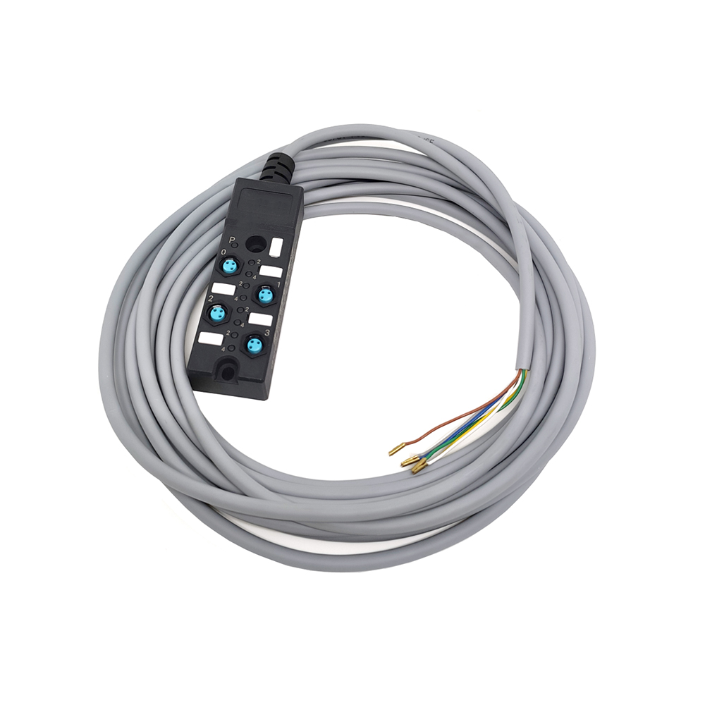 Splitter M8 compatto a 4 porte cavo di indicazione LED NPN a canale singolo PUR/PVC grigio 2M