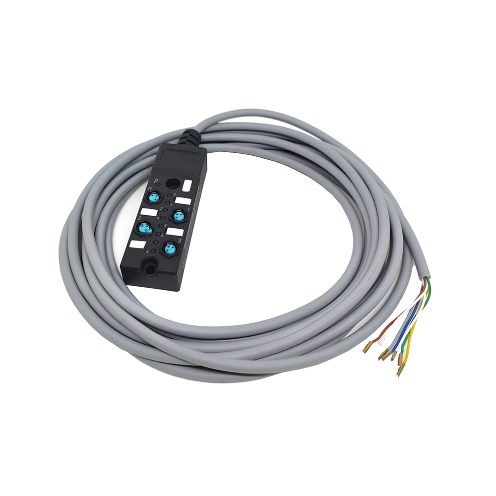 Splitter M8 compatto a 4 porte cavo di indicazione LED NPN a canale singolo PUR/PVC grigio 2M