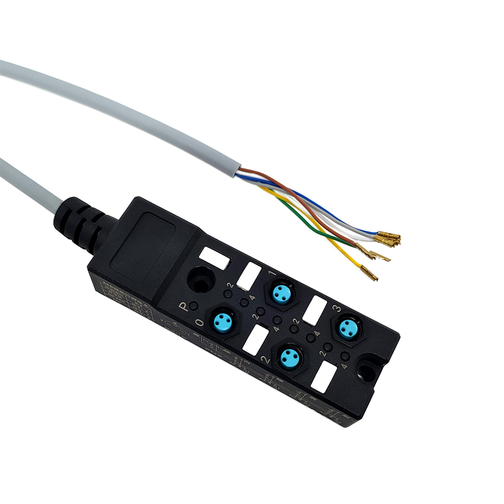 Cavo di indicazione LED PNP a canale singolo compatto a 4 porte splitter M8 PUR/PVC grigio 5M