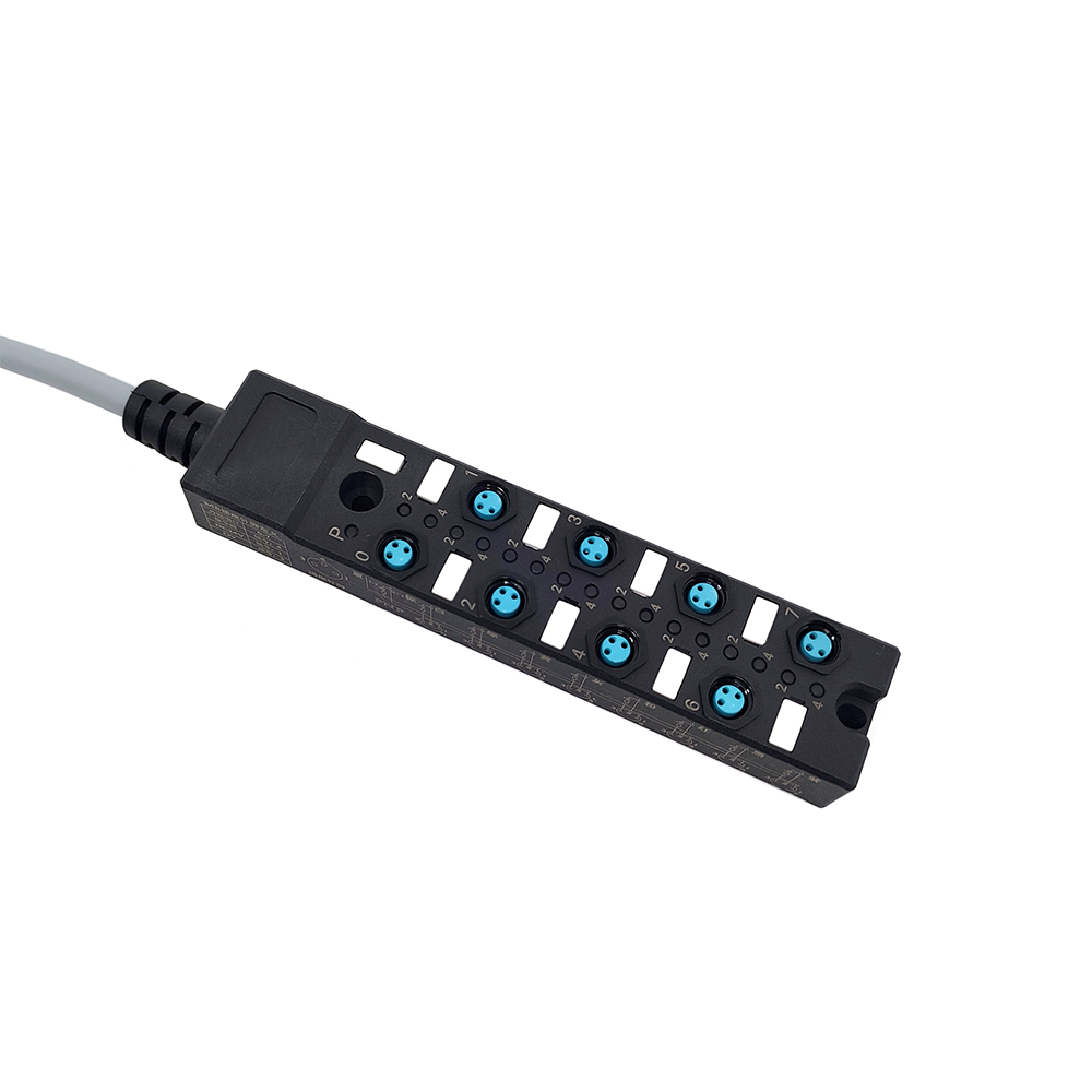 Splitter M8 compatto a 8 porte cavo di indicazione LED NPN a doppio canale PUR/PVC grigio 2M