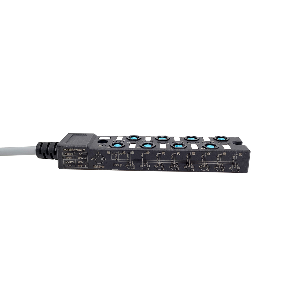 Splitter M8 compatto a 8 porte a canale singolo NPN Cavo di indicazione LED PUR/PVC grigio 7M