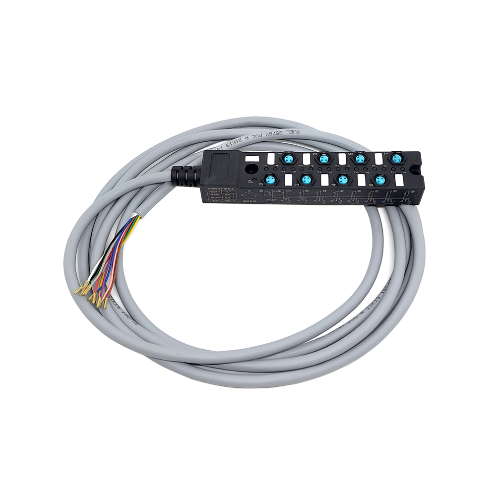 Splitter M8 compatto a 8 porte a canale singolo NPN Cavo di indicazione LED PUR/PVC grigio 7M