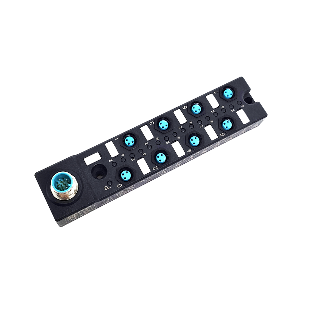 Splitter M8 compatto a 8 porte a canale singolo NPN Indicazione LED Spina prefabbricata M12