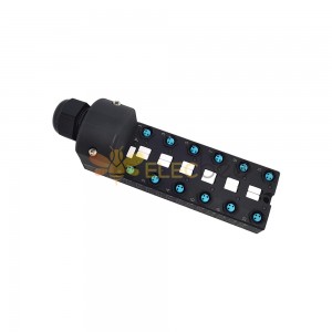 M8 splitter wide body 12 ports single channel NPN LED indication PCB interface with junction box 10M